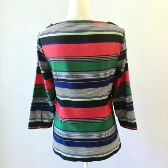 Banana Republic 3/4 Sleeve Striped Top Boatneck M - Picture 5 of 6